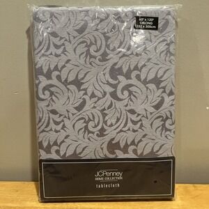 Vintage JC Penney Home Damask Lilac Purple Tablecloth Oblong 60" X 120"‎ NOS